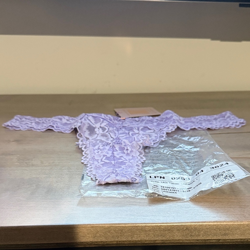 Savage X Fenty Lavender Lace Panty - Picture 2 of 6